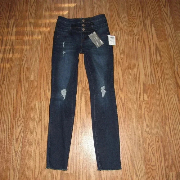 NWT REFUGE Hi-Waist Skinny Blue Jeans Size 0 - Picture 1 of 4